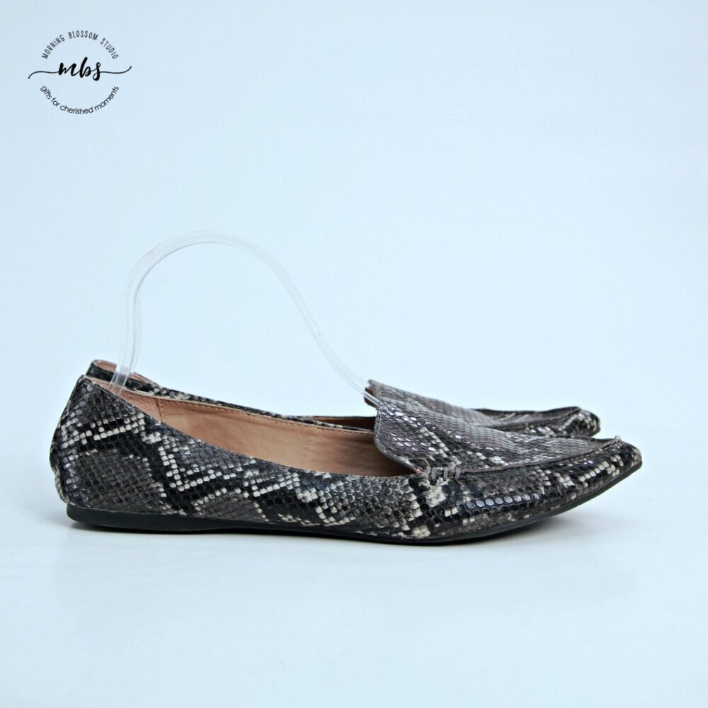 Steve Madden Feather Snakeskin Loafers Black‎ Gray Women 9.5